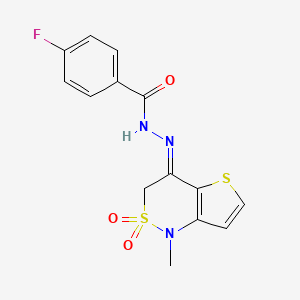 4-fluoro-N-[(E)-(1-methyl-2,2-dioxothieno[3,2-c]thiazin-4-ylidene)amino]benzamide