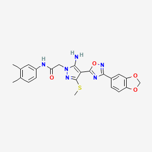 B2534683 2-(5-amino-4-(3-(benzo[d][1,3]dioxol-5-yl)-1,2,4-oxadiazol-5-yl)-3-(methylthio)-1H-pyrazol-1-yl)-N-(3,4-dimethylphenyl)acetamide CAS No. 1019098-60-2