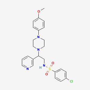 molecular formula C24H27ClN4O3S B2534718 4-chloro-N-[2-[4-(4-methoxyphenyl)piperazin-1-yl]-2-pyridin-3-ylethyl]benzenesulfonamide CAS No. 863558-90-1