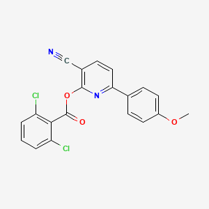 molecular formula C20H12Cl2N2O3 B2534730 3-Cyano-6-(4-methoxyphenyl)-2-pyridinyl 2,6-dichlorobenzenecarboxylate CAS No. 303152-18-3
