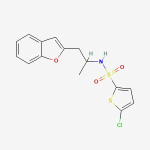 molecular formula C15H14ClNO3S2 B2534771 N-[1-(1-benzofuran-2-yl)propan-2-yl]-5-chlorothiophene-2-sulfonamide CAS No. 2034305-35-4