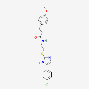 molecular formula C21H22ClN3O2S B2534803 N-(2-((5-(4-chlorophenyl)-1H-imidazol-2-yl)thio)ethyl)-3-(4-methoxyphenyl)propanamide CAS No. 897456-44-9