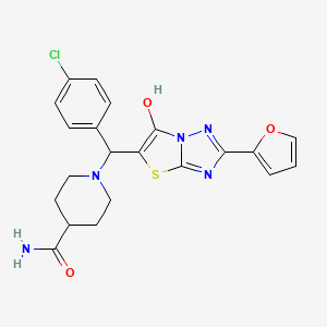 1-((4-Chlorophenyl)(2-(furan-2-yl)-6-hydroxythiazolo[3,2-b][1,2,4]triazol-5-yl)methyl)piperidine-4-carboxamide