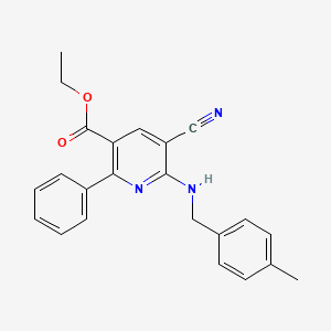 Ethyl 5-cyano-6-((4-methylbenzyl)amino)-2-phenylnicotinate