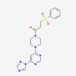 1-(4-(6-(1H-1,2,4-triazol-1-yl)pyrimidin-4-yl)piperazin-1-yl)-3-(phenylsulfonyl)propan-1-one