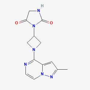 molecular formula C13H14N6O2 B2534942 3-[1-(2-Methylpyrazolo[1,5-a]pyrazin-4-yl)azetidin-3-yl]imidazolidine-2,4-dione CAS No. 2380168-33-0