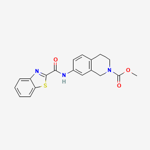 molecular formula C19H17N3O3S B2534979 methyl 7-(1,3-benzothiazole-2-amido)-1,2,3,4-tetrahydroisoquinoline-2-carboxylate CAS No. 1448054-60-1