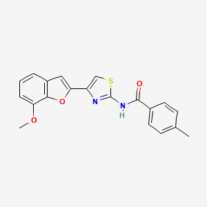 molecular formula C20H16N2O3S B2535022 N-[4-(7-methoxy-1-benzofuran-2-yl)-1,3-thiazol-2-yl]-4-methylbenzamide CAS No. 921869-26-3