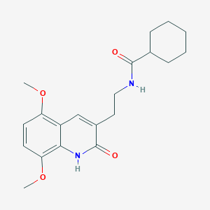 molecular formula C20H26N2O4 B2535035 N-(2-(5,8-dimethoxy-2-oxo-1,2-dihydroquinolin-3-yl)ethyl)cyclohexanecarboxamide CAS No. 851404-08-5