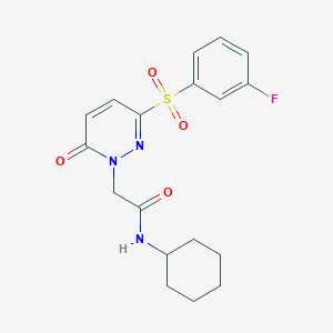 molecular formula C18H20FN3O4S B2535039 N-cyclohexyl-2-(3-((3-fluorophenyl)sulfonyl)-6-oxopyridazin-1(6H)-yl)acetamide CAS No. 1251621-14-3