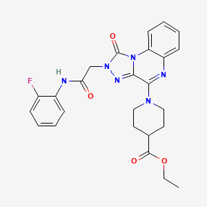 molecular formula C25H25FN6O4 B2535056 ethyl 1-(2-{[(2-fluorophenyl)carbamoyl]methyl}-1-oxo-1H,2H-[1,2,4]triazolo[4,3-a]quinoxalin-4-yl)piperidine-4-carboxylate CAS No. 1185080-45-8