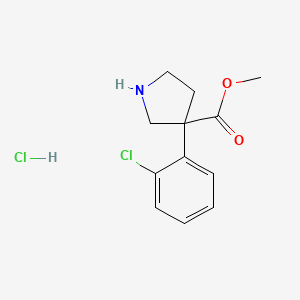 molecular formula C12H15Cl2NO2 B2535113 Methyl 3-(2-chlorophenyl)pyrrolidine-3-carboxylate;hydrochloride CAS No. 2309469-07-4