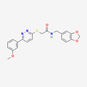 molecular formula C21H19N3O4S B2535149 N-[(2H-1,3-benzodioxol-5-yl)methyl]-2-{[6-(3-methoxyphenyl)pyridazin-3-yl]sulfanyl}acetamide CAS No. 893988-30-2