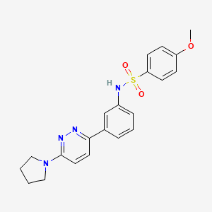 molecular formula C21H22N4O3S B2535180 4-methoxy-N-{3-[6-(pyrrolidin-1-yl)pyridazin-3-yl]phenyl}benzene-1-sulfonamide CAS No. 904825-28-1