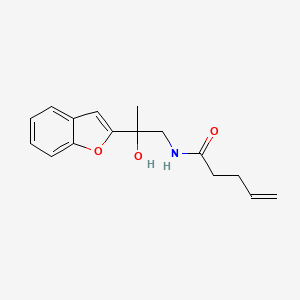 molecular formula C16H19NO3 B2535226 N-[2-(1-benzofuran-2-yl)-2-hydroxypropyl]pent-4-enamide CAS No. 1904172-59-3
