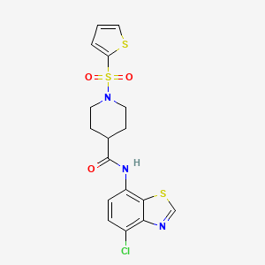 molecular formula C17H16ClN3O3S3 B2535241 N-(4-chloro-1,3-benzothiazol-7-yl)-1-(thiophene-2-sulfonyl)piperidine-4-carboxamide CAS No. 941892-64-4