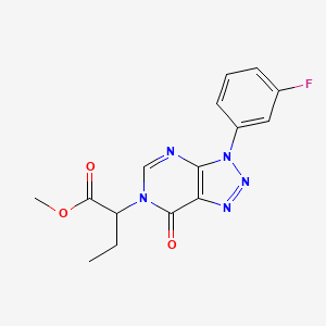 molecular formula C15H14FN5O3 B2535255 methyl 2-(3-(3-fluorophenyl)-7-oxo-3H-[1,2,3]triazolo[4,5-d]pyrimidin-6(7H)-yl)butanoate CAS No. 893937-32-1