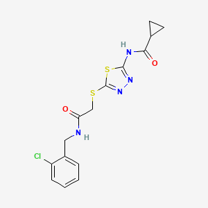molecular formula C15H15ClN4O2S2 B2535271 N-{5-[({[(2-chlorophenyl)methyl]carbamoyl}methyl)sulfanyl]-1,3,4-thiadiazol-2-yl}cyclopropanecarboxamide CAS No. 893332-92-8