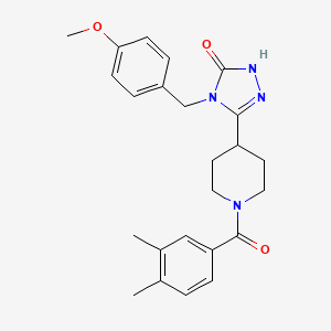 molecular formula C24H28N4O3 B2535297 3-[1-(3,4-dimethylbenzoyl)piperidin-4-yl]-4-[(4-methoxyphenyl)methyl]-4,5-dihydro-1H-1,2,4-triazol-5-one CAS No. 1775561-13-1