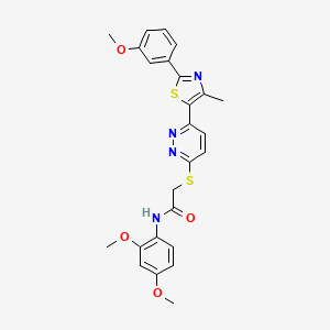 molecular formula C25H24N4O4S2 B2535324 N-(2,4-dimethoxyphenyl)-2-({6-[2-(3-methoxyphenyl)-4-methyl-1,3-thiazol-5-yl]pyridazin-3-yl}sulfanyl)acetamide CAS No. 1005304-13-1