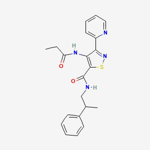 molecular formula C21H22N4O2S B2535329 N-(2-phenylpropyl)-4-propanamido-3-(pyridin-2-yl)-1,2-thiazole-5-carboxamide CAS No. 1251543-30-2