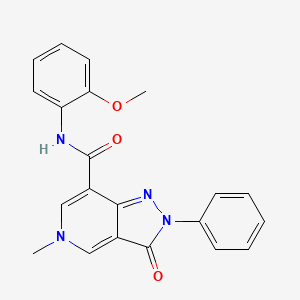 molecular formula C21H18N4O3 B2535364 N-(2-methoxyphenyl)-5-methyl-3-oxo-2-phenyl-2H,3H,5H-pyrazolo[4,3-c]pyridine-7-carboxamide CAS No. 921880-12-8
