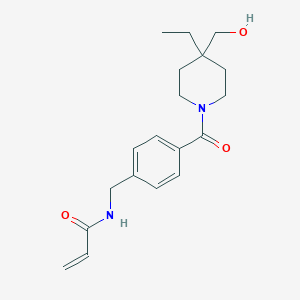 molecular formula C19H26N2O3 B2535372 N-({4-[4-ethyl-4-(hydroxymethyl)piperidine-1-carbonyl]phenyl}methyl)prop-2-enamide CAS No. 2201686-68-0