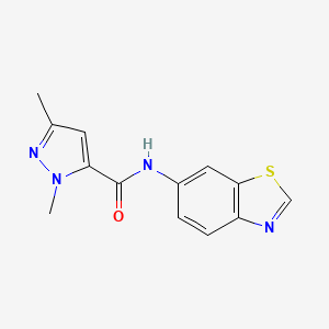 molecular formula C13H12N4OS B2535385 N-(benzo[d]thiazol-6-yl)-1,3-dimethyl-1H-pyrazole-5-carboxamide CAS No. 1014092-59-1
