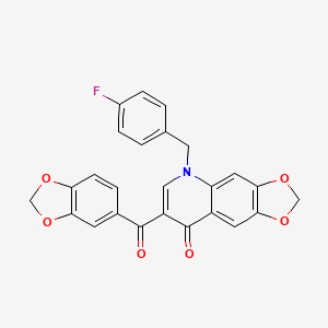 molecular formula C25H16FNO6 B2535409 7-(2H-1,3-benzodioxole-5-carbonyl)-5-[(4-fluorophenyl)methyl]-2H,5H,8H-[1,3]dioxolo[4,5-g]quinolin-8-one CAS No. 904433-67-6