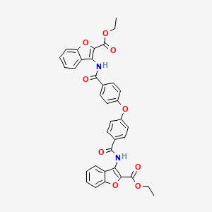 molecular formula C36H28N2O9 B2535497 ethyl 3-[4-(4-{[2-(ethoxycarbonyl)-1-benzofuran-3-yl]carbamoyl}phenoxy)benzamido]-1-benzofuran-2-carboxylate CAS No. 477502-17-3