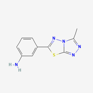 molecular formula C10H9N5S B2535533 3-(3-Methyl-[1,2,4]triazolo[3,4-b][1,3,4]thiadiazol-6-yl)aniline CAS No. 764710-30-7