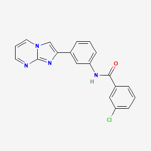 molecular formula C19H13ClN4O B2535583 3-chloro-N-(3-{imidazo[1,2-a]pyrimidin-2-yl}phenyl)benzamide CAS No. 863020-22-8