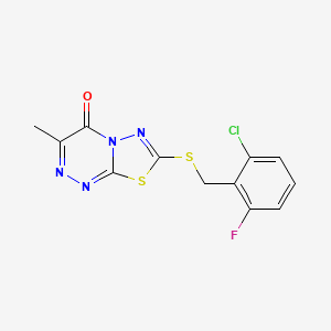 molecular formula C12H8ClFN4OS2 B2535599 7-{[(2-chloro-6-fluorophenyl)methyl]sulfanyl}-3-methyl-4H-[1,3,4]thiadiazolo[2,3-c][1,2,4]triazin-4-one CAS No. 869074-69-1