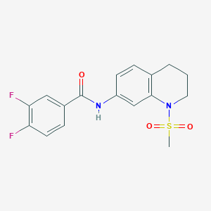 molecular formula C17H16F2N2O3S B2535666 3,4-difluoro-N-(1-methanesulfonyl-1,2,3,4-tetrahydroquinolin-7-yl)benzamide CAS No. 946291-49-2