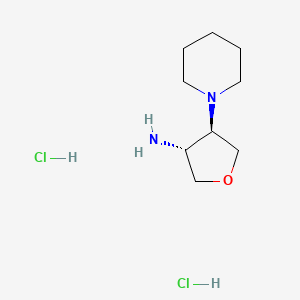 molecular formula C9H19ClN2O B2535708 trans-4-(1-Piperidinyl)tetrahydro-3-furanamine dihydrochloride CAS No. 1390654-94-0