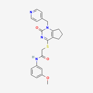 molecular formula C22H22N4O3S B2535713 N-(3-methoxyphenyl)-2-({2-oxo-1-[(pyridin-4-yl)methyl]-1H,2H,5H,6H,7H-cyclopenta[d]pyrimidin-4-yl}sulfanyl)acetamide CAS No. 932961-81-4