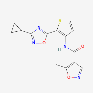 molecular formula C14H12N4O3S B2535744 N-[2-(3-cyclopropyl-1,2,4-oxadiazol-5-yl)thiophen-3-yl]-5-methyl-1,2-oxazole-4-carboxamide CAS No. 1788675-23-9