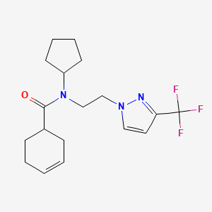 N-cyclopentyl-N-(2-(3-(trifluoromethyl)-1H-pyrazol-1-yl)ethyl)cyclohex-3-enecarboxamide