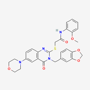 2-[3-(1,3-benzodioxol-5-ylmethyl)-6-morpholin-4-yl-4-oxoquinazolin-2-yl]sulfanyl-N-(2-methoxyphenyl)acetamide