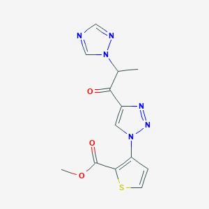 methyl 3-{4-[2-(1H-1,2,4-triazol-1-yl)propanoyl]-1H-1,2,3-triazol-1-yl}-2-thiophenecarboxylate