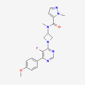 molecular formula C20H21FN6O2 B2535841 N-{1-[5-fluoro-6-(4-methoxyphenyl)pyrimidin-4-yl]azetidin-3-yl}-N,1-dimethyl-1H-pyrazole-5-carboxamide CAS No. 2380183-66-2