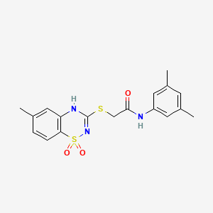 molecular formula C18H19N3O3S2 B2535865 N-(3,5-dimethylphenyl)-2-[(6-methyl-1,1-dioxo-4H-1lambda6,2,4-benzothiadiazin-3-yl)sulfanyl]acetamide CAS No. 899965-35-6