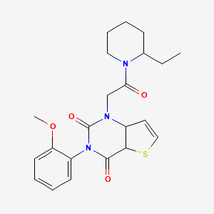 molecular formula C22H25N3O4S B2535916 1-[2-(2-ethylpiperidin-1-yl)-2-oxoethyl]-3-(2-methoxyphenyl)-1H,2H,3H,4H-thieno[3,2-d]pyrimidine-2,4-dione CAS No. 1260912-14-8