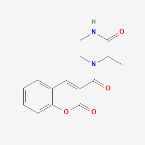 3-methyl-4-(2-oxo-2H-chromene-3-carbonyl)piperazin-2-one