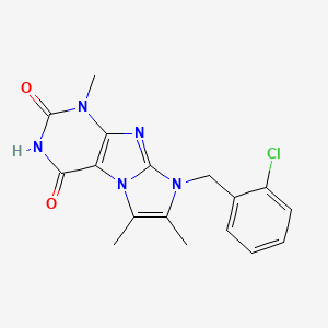 8-[(2-Chlorophenyl)methyl]-1,6,7-trimethyl-1,3,5-trihydro-4-imidazolino[1,2-h] purine-2,4-dione