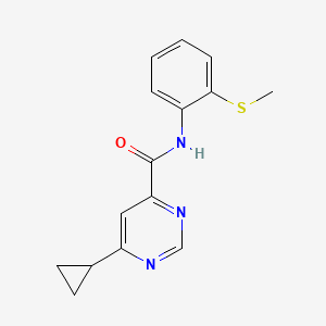 molecular formula C15H15N3OS B2536064 6-cyclopropyl-N-[2-(methylsulfanyl)phenyl]pyrimidine-4-carboxamide CAS No. 2415487-77-1
