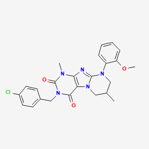 3-(4-chlorobenzyl)-9-(2-methoxyphenyl)-1,7-dimethyl-6,7,8,9-tetrahydropyrimido[2,1-f]purine-2,4(1H,3H)-dione
