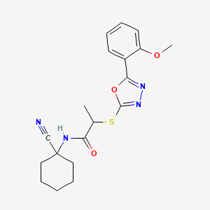 molecular formula C19H22N4O3S B2536102 N-(1-Cyanocyclohexyl)-2-((5-(2-methoxyphenyl)-1,3,4-oxadiazol-2-yl)thio)propanamide CAS No. 875160-59-1