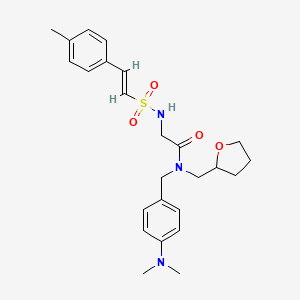 B2536123 N-[[4-(dimethylamino)phenyl]methyl]-2-[[(E)-2-(4-methylphenyl)ethenyl]sulfonylamino]-N-(oxolan-2-ylmethyl)acetamide CAS No. 1302983-81-8