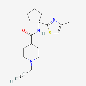 molecular formula C18H25N3OS B2536164 N-[1-(4-methyl-1,3-thiazol-2-yl)cyclopentyl]-1-(prop-2-yn-1-yl)piperidine-4-carboxamide CAS No. 1355868-80-2